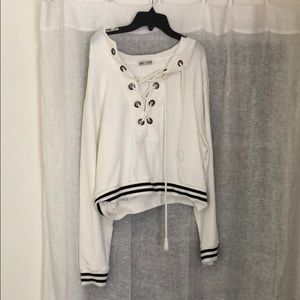 Mixology Sunday Stevens white lace up hoodie